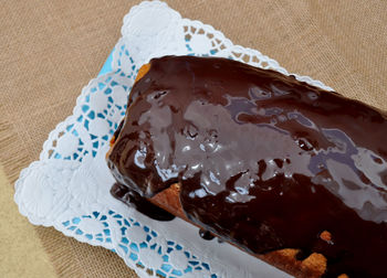 Close-up of ice cream cone on table