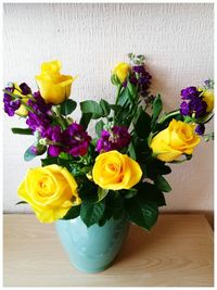 Close-up of flowers on table