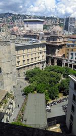 High angle view of buildings in city