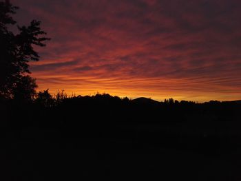 Silhouette landscape against sky during sunset