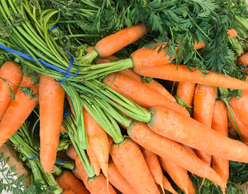 Image of organic carrots at market.