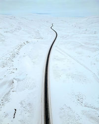 Aerial view of snow covered landscape