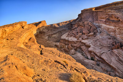Low angle view of rock formations