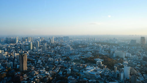 High angle view of buildings in city