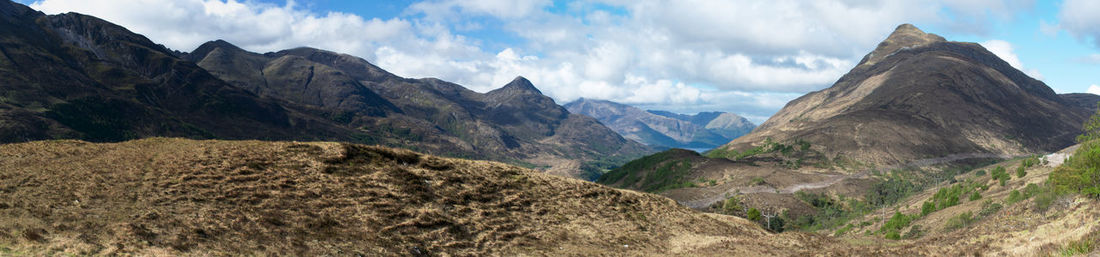 Panoramic view of mountains against sky