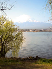 Scenic view of lake against sky