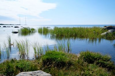 Scenic view of lake against sky