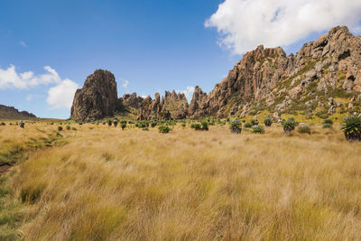 Scenic mountain landscapes against sky at the la satima dragons teeth in the aberdares, kenya