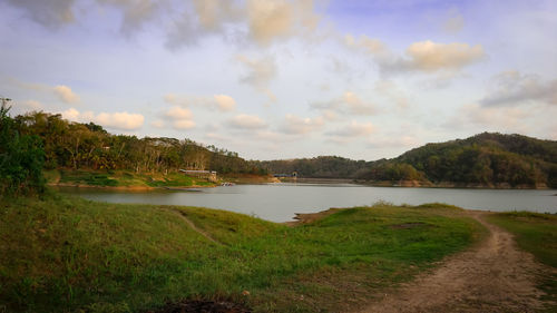 Scenic view of lake against sky