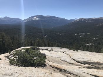 Scenic view of mountains against clear sky