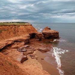 Scenic view of sea against cloudy sky