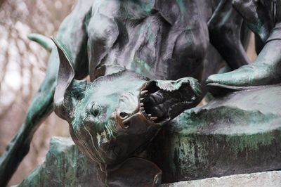 Close-up of animal sculpture outdoors