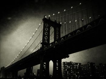 Low angle view of suspension bridge