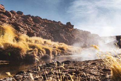 Scenic view of waterfall