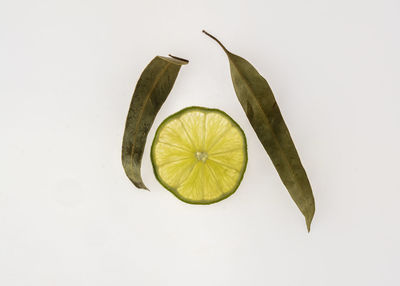 High angle view of fruit against white background