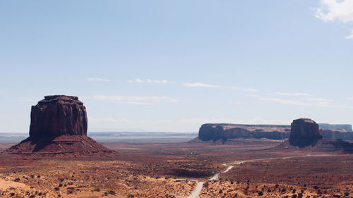 Rock formations in desert against sky