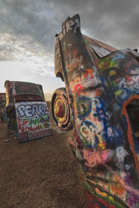 Close-up of graffiti on wall