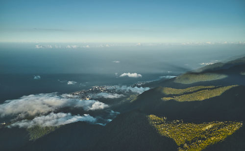 Panoramic view from the top of avila mountain in galipan, facing the caribbean sea la guaira