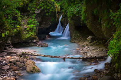 Beautiful waterfalls in the mountains of chechnya in the caucasus