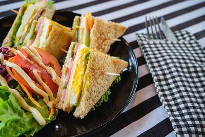 High angle view of food on table