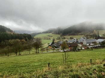 Scenic view of field against sky