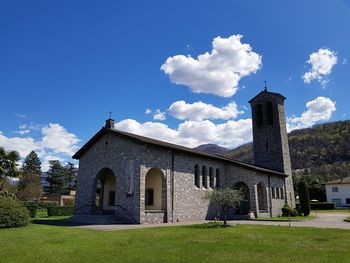 Exterior of building against blue sky