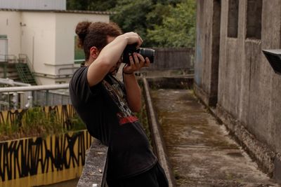 Woman photographing