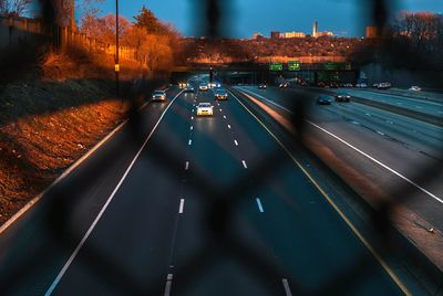 Road passing through city