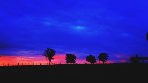 Silhouette trees against sky during sunset