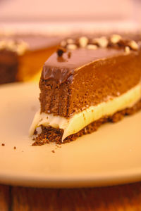 Close-up of dessert in plate on table