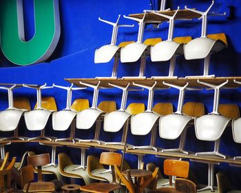 Empty chairs in row