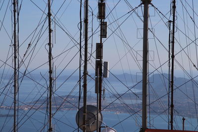 Low angle view of sailboat on sea against sky