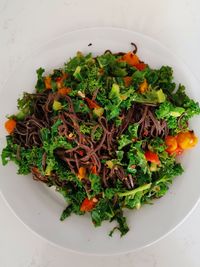 High angle view of salad in bowl