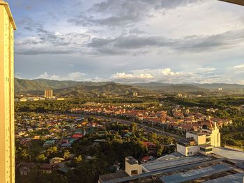 High angle view of townscape against sky