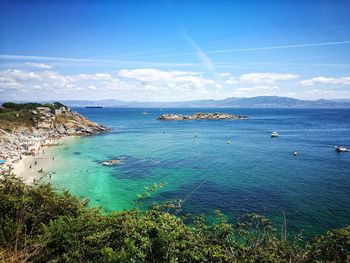 Scenic view of sea against cloudy sky