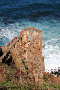 High angle view of castle on beach