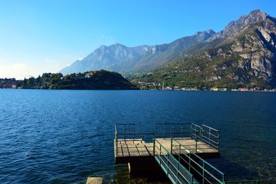 Scenic view of lake against clear sky