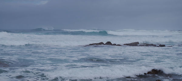 Breakwater on the south atlantic coast at boulders beach 