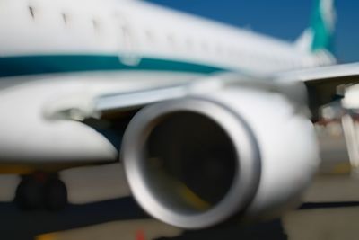 Close-up of airplane at airport