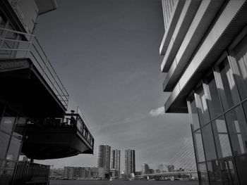 Low angle view of buildings against sky in city