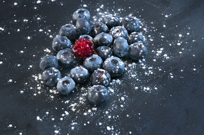 High angle view of blackberries