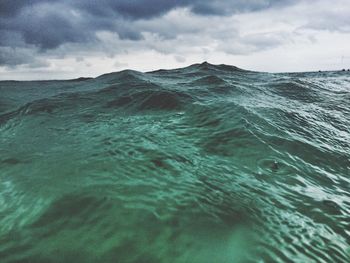 Scenic view of sea against cloudy sky