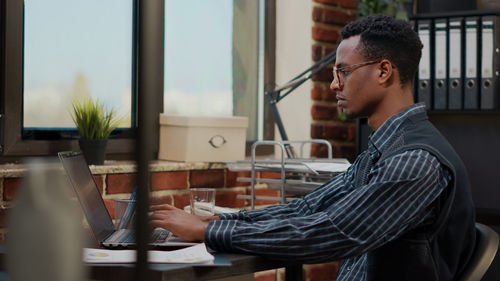 Businessman working at office