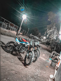 Bicycles on road at night