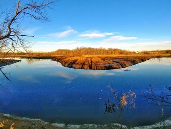 Scenic view of lake against sky