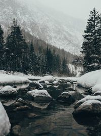 Scenic view of frozen lake against mountain