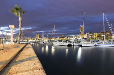 View of boats moored at harbor