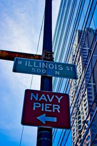 Low angle view of road sign against sky