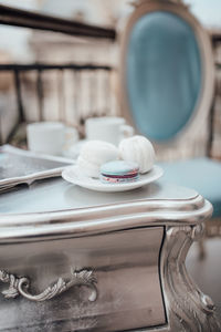 Close-up of tea cup on table