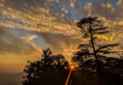 Low angle view of silhouette trees against sky during sunset